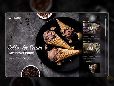 Coffee Ice Cream Recipe art banner design coffee ice cream design food ice cream minimal mockup design ui ux web website
