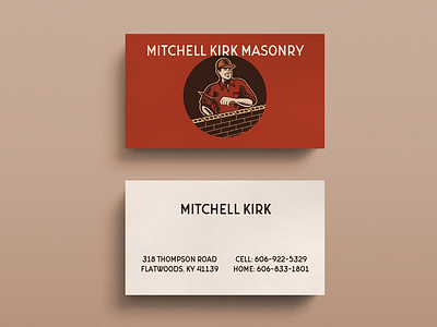 Mitchell Kirk Masonry business cards graphic design masonry retro vintage