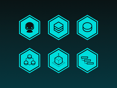Hexagon Icons cyan icons interface