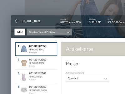Fashion Retailer Interface clean form icon interface list modal procress ui
