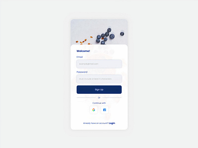 Daily UI Challenge 001 (Sign Up) app dailyui signup