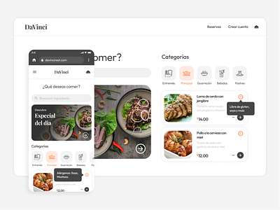 DaVinci Rest - web app browser food selfservice ui ux webapp