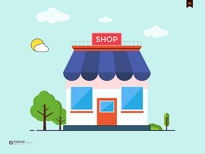 Flat Shop Store Illustration