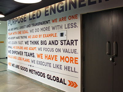 Wall graphics - GMG design environment graphics kerala. typo letters office space spatial startup typography wallgraphic