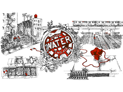 Equitable Water Access botanical chicago hydrant illustration ink policy urban agriculture vegetables water