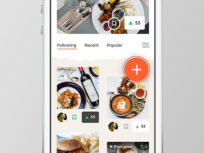 Web App - Feed app feed food phone sketch upvote vote web app