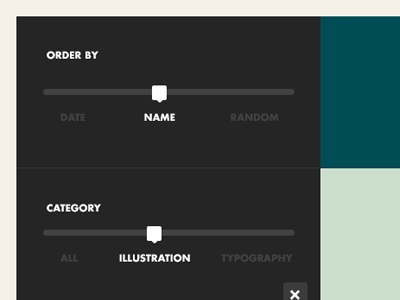 Order by & Category Filter boxes category filter interaction jquery jquery ui modular order by slider ui usability user experience user interface ux