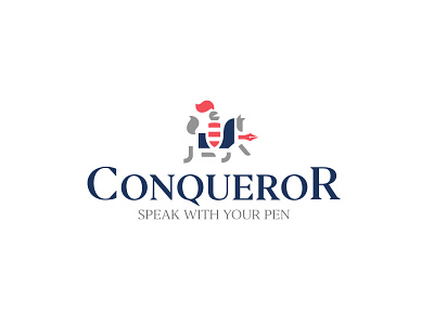 CONQUEROR - SPEAK WITH YOUR PEN animal branding design horse illustration knight logo mark marks speak symbol