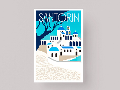 POSTCARDS - SANTORIN branding design greece icon illustration logo marks postcard santorin santorini symbol