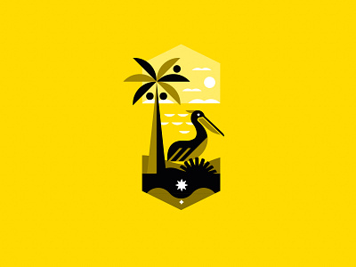 ILLUSTRATION - PELICAN animal beach black branding design holiday icon identity illustration logo mark marks pelican sea symbol tropical wave