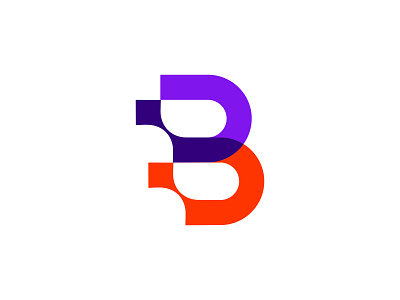 LOGO - B abstract animal b blue branding design geometry gradient icon identity illustration letter logo mark marks orange symbol