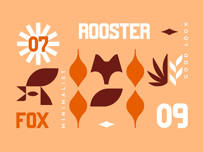 ROOSTER - FOX branding design fox icon identity illustration logo marks pattern rooster symbol ui vector
