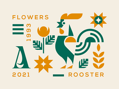 ROOSTER - FLOWERS branding design flowers icon identity illustration leaf lear logo marks pattern rooster symbol ui vector