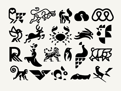 Logo animal bird branding design fish icon identity illustration logo marks pork symbol ui vector woman