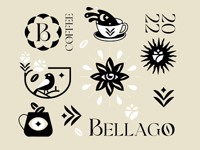 COFFEE - BELLAGO bird branding coffee design icon identity illustration italian logo marks symbol ui vector