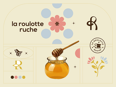 LA ROULOTTE RUCHE animal bee branding design flowers forest honey icon identity illustration logo marks symbol ui vector