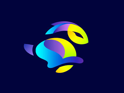 RABBIT LOGO - GRADIENT animal blue branding design fast gradient icon identity illustration logo marks rabbit speed symbol ui vector yellow