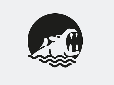 Hippopotamus and black design hippopotamus logo white