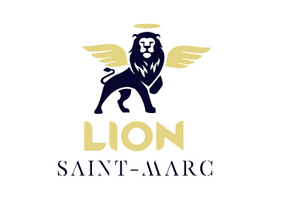 Lion St Marc animal blue design graphic leo logo marks symbol yellow