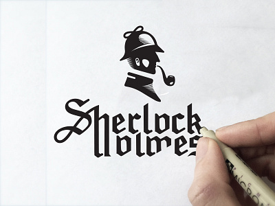 Sherlock holmes black design graphic holmes icon illustration logo man marks novel sherlock