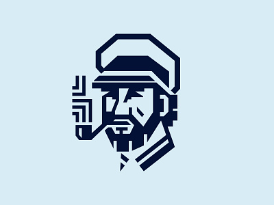 Captain captain design face graphic illustration line logo marks nautical ocean sea typography
