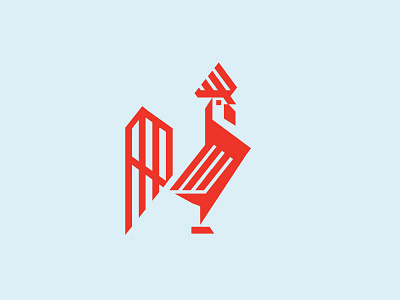 Chicken / Rooster animal chicken design graphic illustration line logo marks red rooster symbol visual