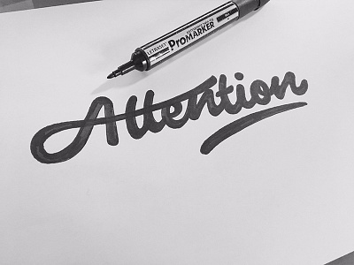 Attention attention calligraphy design english font lettering luxe marks pencil script typography written
