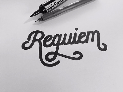 Requiem calligraphy design english font lettering marks music pencil requiem script typography written