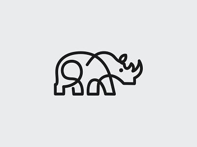 rhino animal black design letter line logo logotype marks rhino rhinoceros skecth symbol