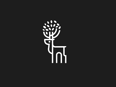 Deer animal black deer design forest leaf line logo logotype marks natural symbol