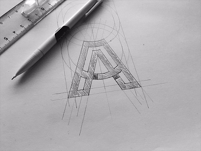 A Sketch a black design font letter lettering line marks monogram skecth type typography