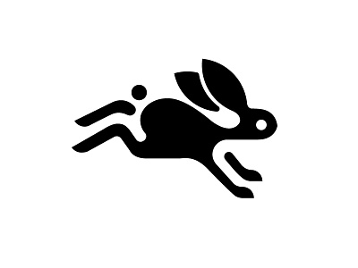 Rabbit animal black carrot fast illustration logo logotype mark negative rabbit space speed