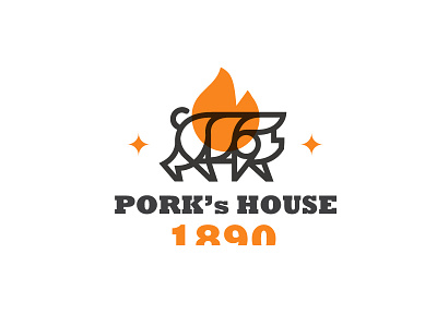 Pork House bacon color design fire food grill hungry icon illustration logo pork texas