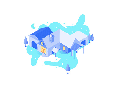 House Illustration blue branding building design house icon identity illustration logo marks minimal winter