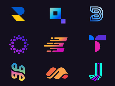 Collection Colorful blue brand branding colorful design gradient icon illusion illustration logo mark monogram