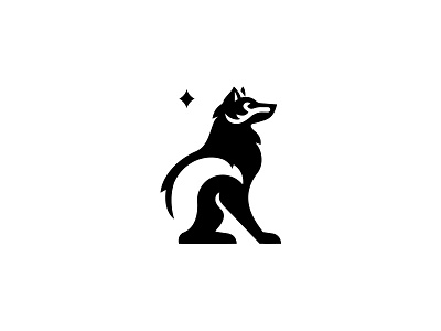 Wolf animal artic dog logo marks minimal retro stars symbol vintage wolf