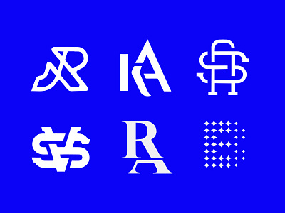 Collection MONOGRAM blue brand branding colorful design icon illusion illustration lettering logo mark monogram