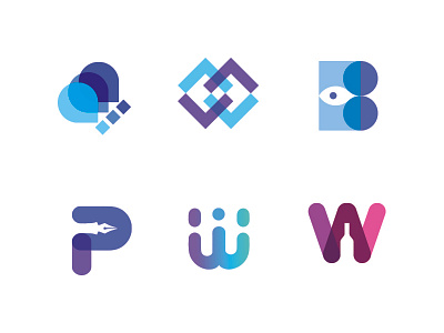 Collection Colorful blue brand branding colorful design gradient icon illusion illustration logo mark monogram