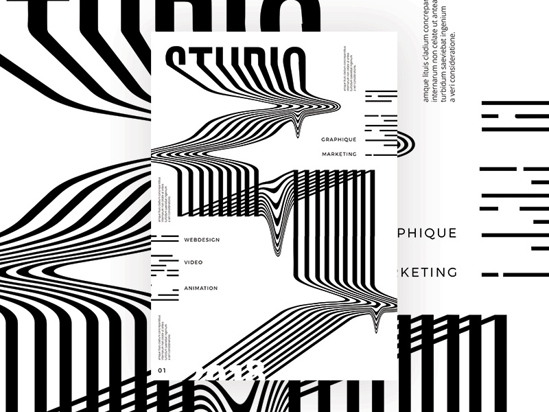 POSTER STUDIO line design layout white black studio marks brand font illustration branding print