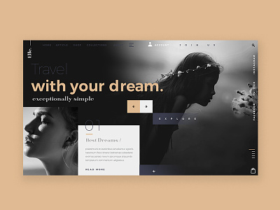 Web page for your dream concept dream editorial grid imagery marketplace photos style typography ui ux web