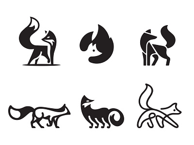 Fox animal black branding clever design fox identity illustration line marks smart symbol