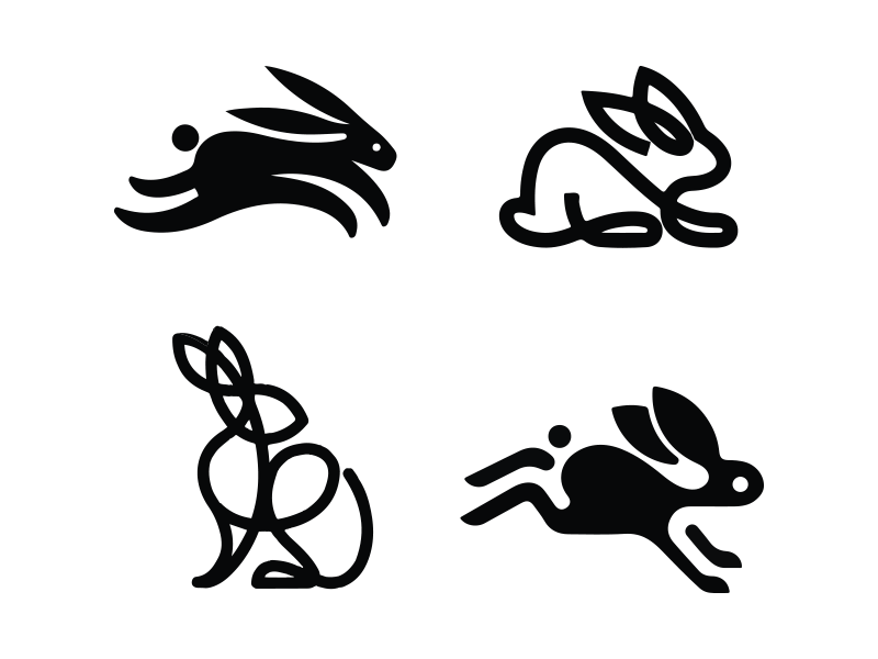 Rabbit animal black branding design fast font graphic icon identity illustration line logo logotype mark marks monogram quick rabbit symbol