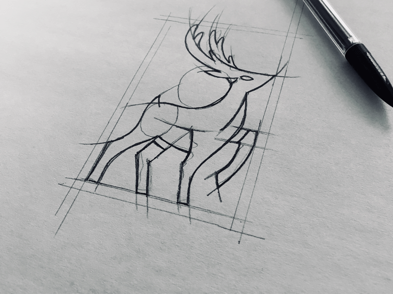 Deer / sketch animal black branding design grid icon identity illustration letter lettering logo logotype mark marks monogram sketch symbol typography