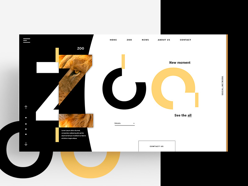 WEB - zoo zoo animals black branding lettering type minimal website flat illustration design logo animation web app ux marks animal identity ui