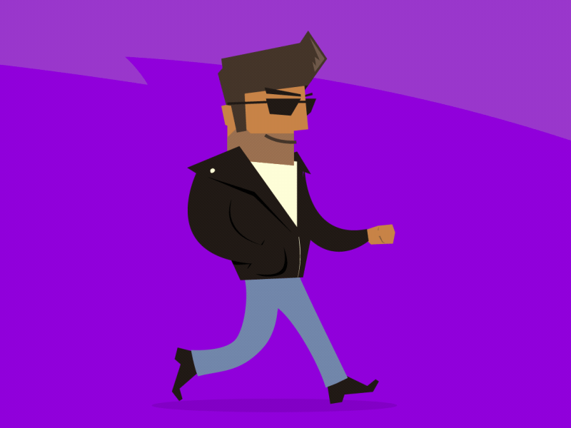 Dude Walk Cycle animation character coin cycle flip graphics jacket mograph motion sunglasses walk