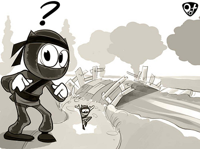 Sketch of Clumsy Ninja concept game illustration