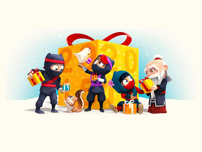 Clumsy Ninja XMasCard2015 game illustration