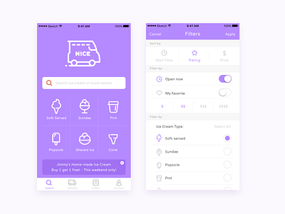 Nice - Ice cream delivery app app delivery filter icecream icon
