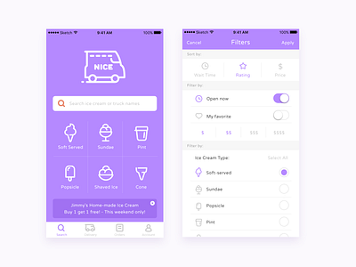 Nice - Ice cream delivery app