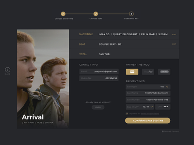 Movie check out form checkout dark colors form movie payment ui